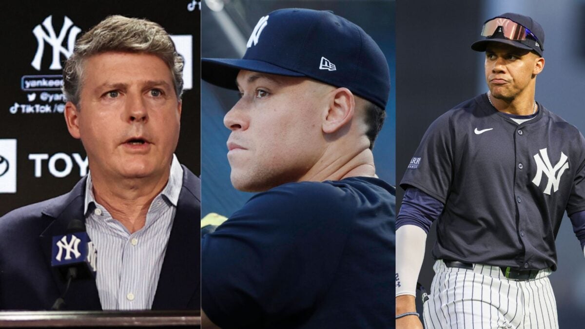 Hal Steinbrenner, Aaron Judge and Juan Soto