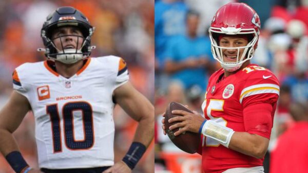 Bo Nix and Patrick Mahomes