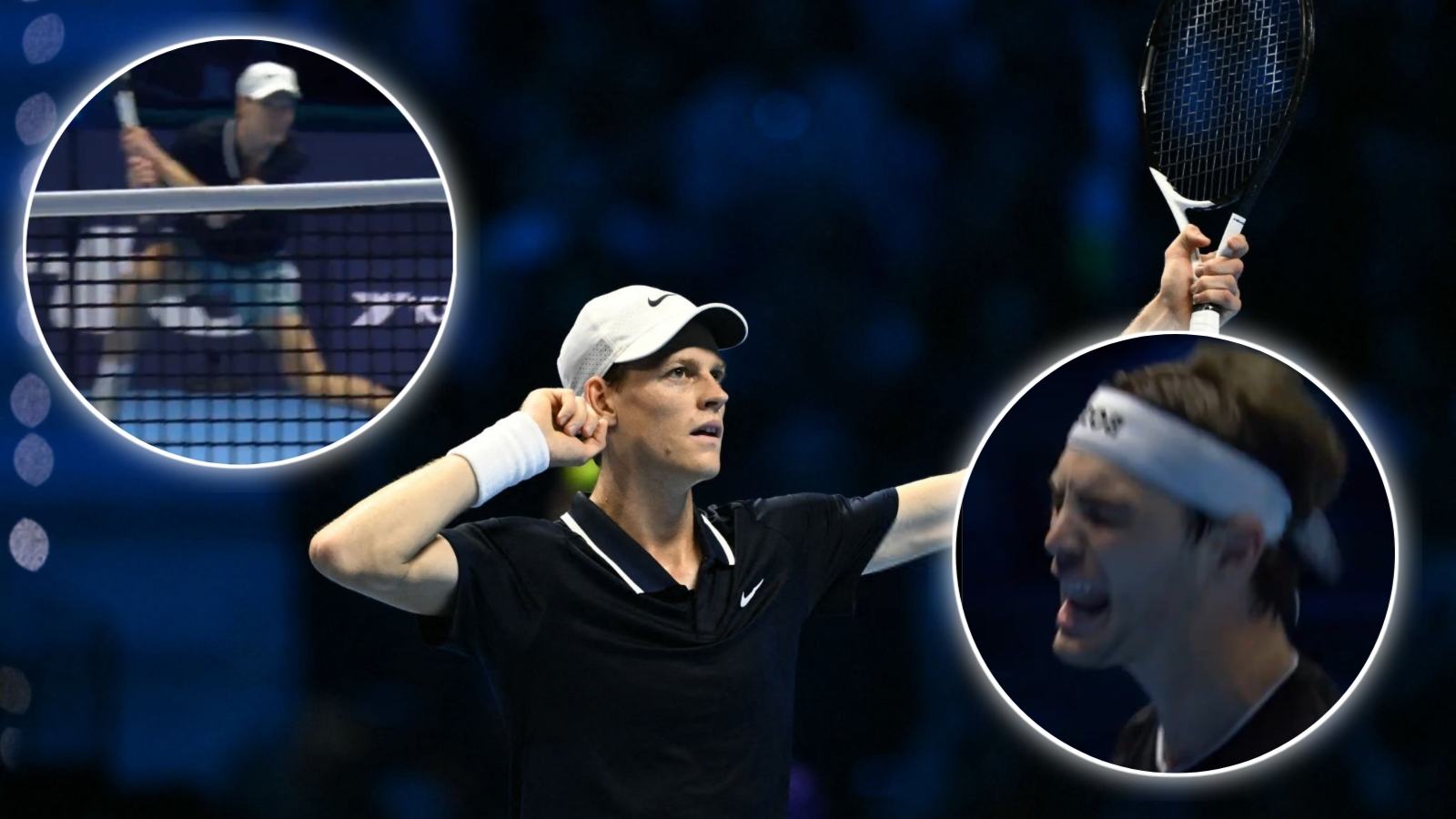 (Video) Jannik Sinner hits a ridiculous sliding backhand to frustrate Taylor Fritz at the ATP Finals