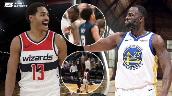 Jordan Poole and Draymond Green point fingers at each other Golden State Warriors vs Washington Wizards game