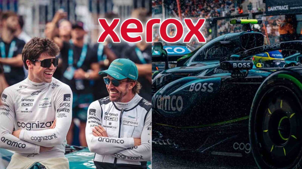 Lance Stroll, Fernando Alonso and Xerox Logo