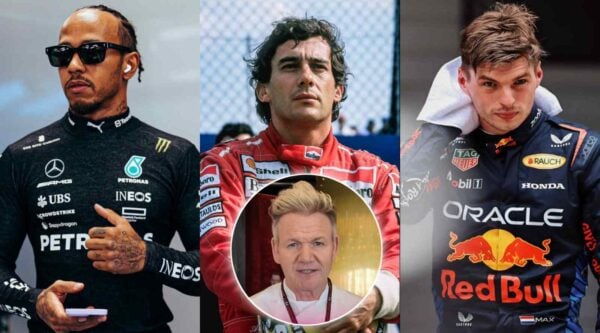 Lewis Hamilton, Ayrton Senna, Max Verstappen and Gordon Ramsay