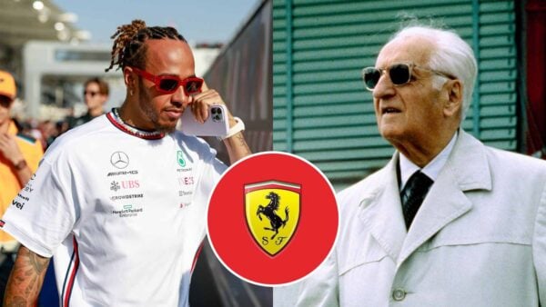 Lewis Hamilton, Enzo Ferrari and Ferrari logo