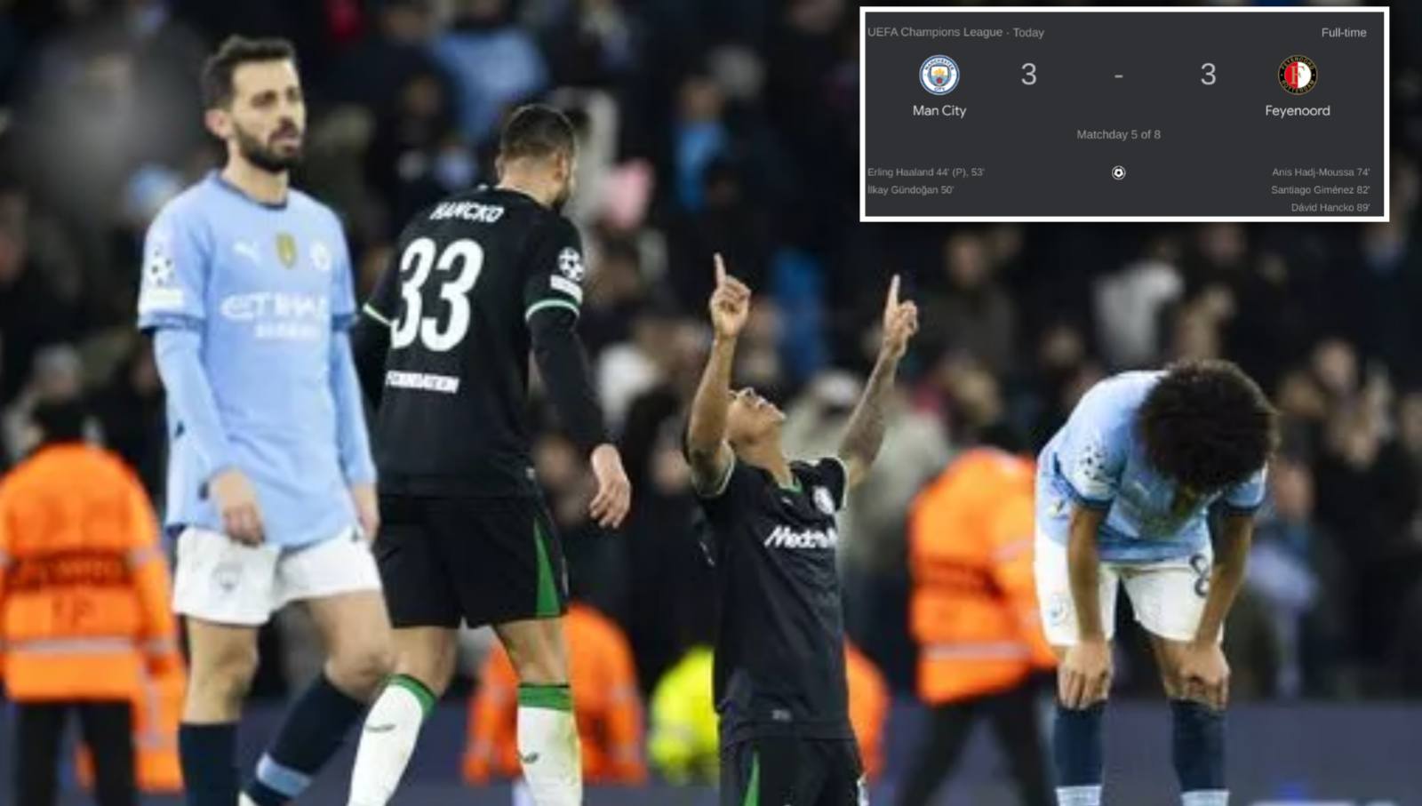 “Enjoy your downfall” – Fans laugh at Manchester City as Pep Guardiola’s men throw away THREE-GOAL lead to Feyenoord in 14 minutes