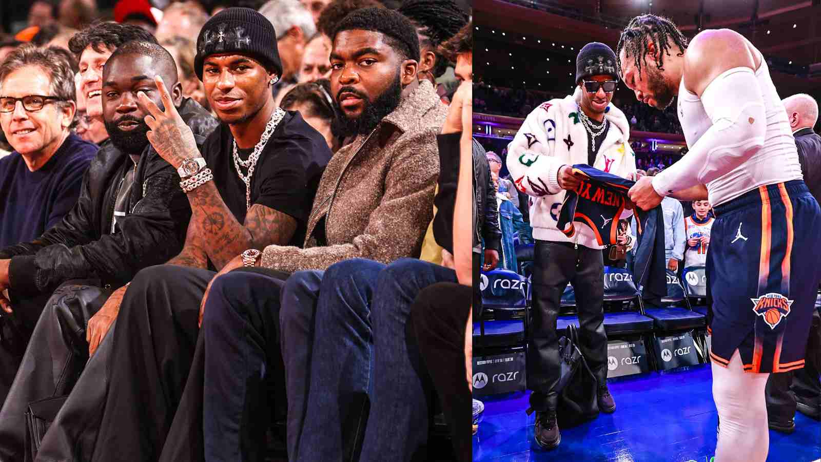 “He’s only good at outings” – Fans turn on Marcus Rashford as Manchester United star spotted courtside for Nets vs Knicks game