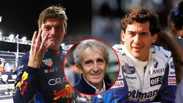 Max Verstappen and Ayrton Senna (via IMAGO), Alain Prost (via F1 Oversteer)