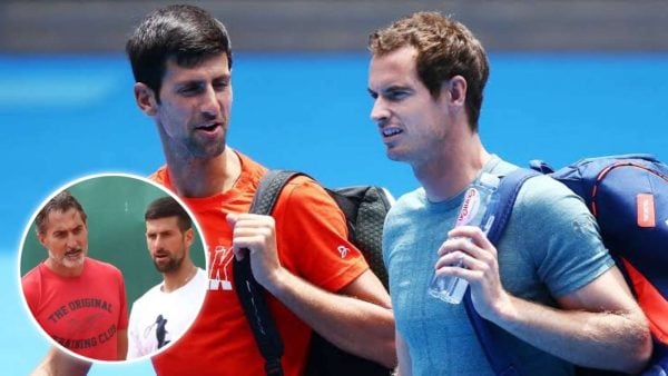 Novak Djokovic and Andy Murray, (in circle) Nenad Zimonjic and Djokovic (via BBC/Tennis365)