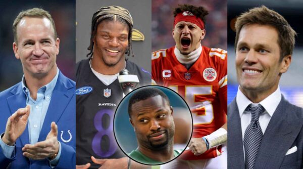 Peyton Manning, Lamar Jackson, Patrick Mahomes, Tom Brady, Bart Scott