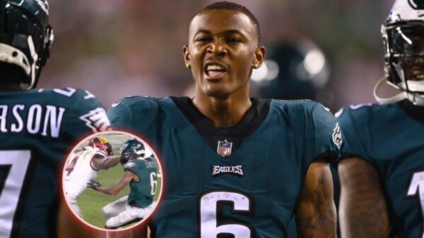 Philadelphia Eagles did not receive penalty advantage despite helmet foul on DeVonta Smith