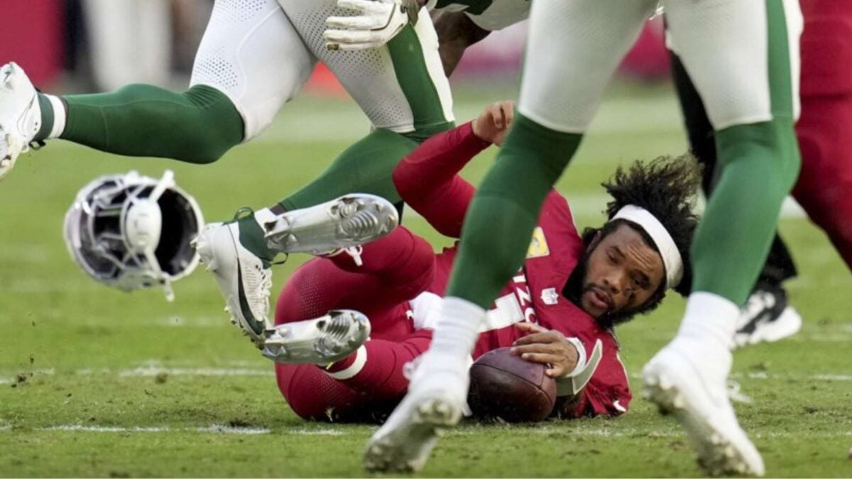 Quincy Williams' powerful sack to Kyler Murray made his helmet fly away