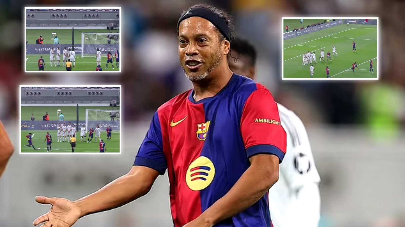 Ronaldinho scores STUNNING free-kick as Barcelona and Real Madrid legends play out exciting 2-2 draw