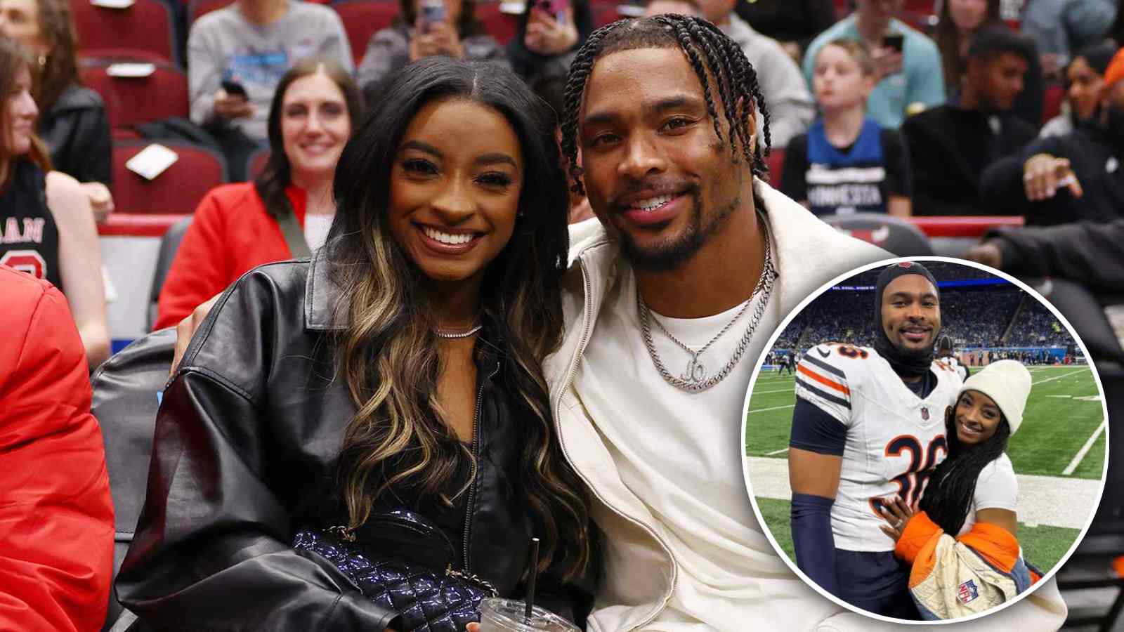 Simone Biles gets cozy with Jonathan Owens after Bears’ gutting loss to Lions