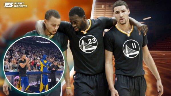 Stephen Curry, Draymond Green and Klay Thompson