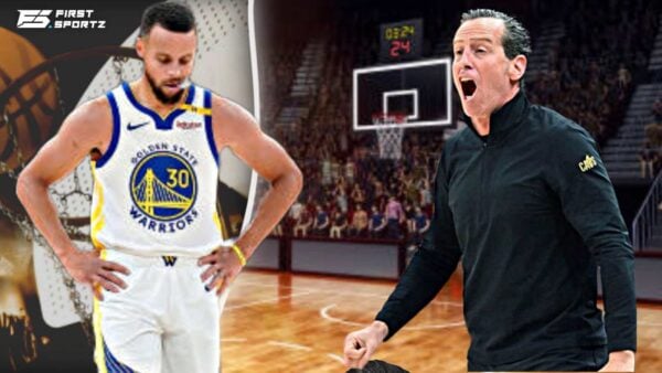 Stephen Curry and Cleveland Cavaliers head coach Kenny Atkinson