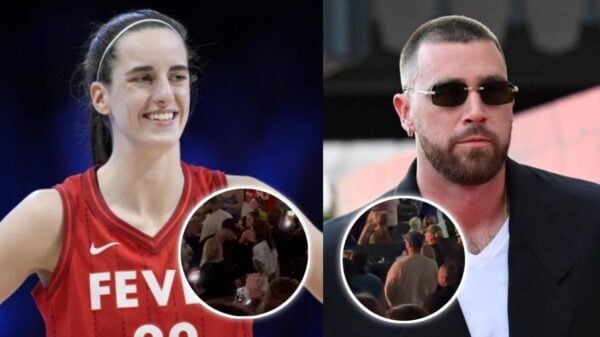 Travis Kelce enjoying Taylor Swift's concert sitting in the same suite as Caitlin Clark