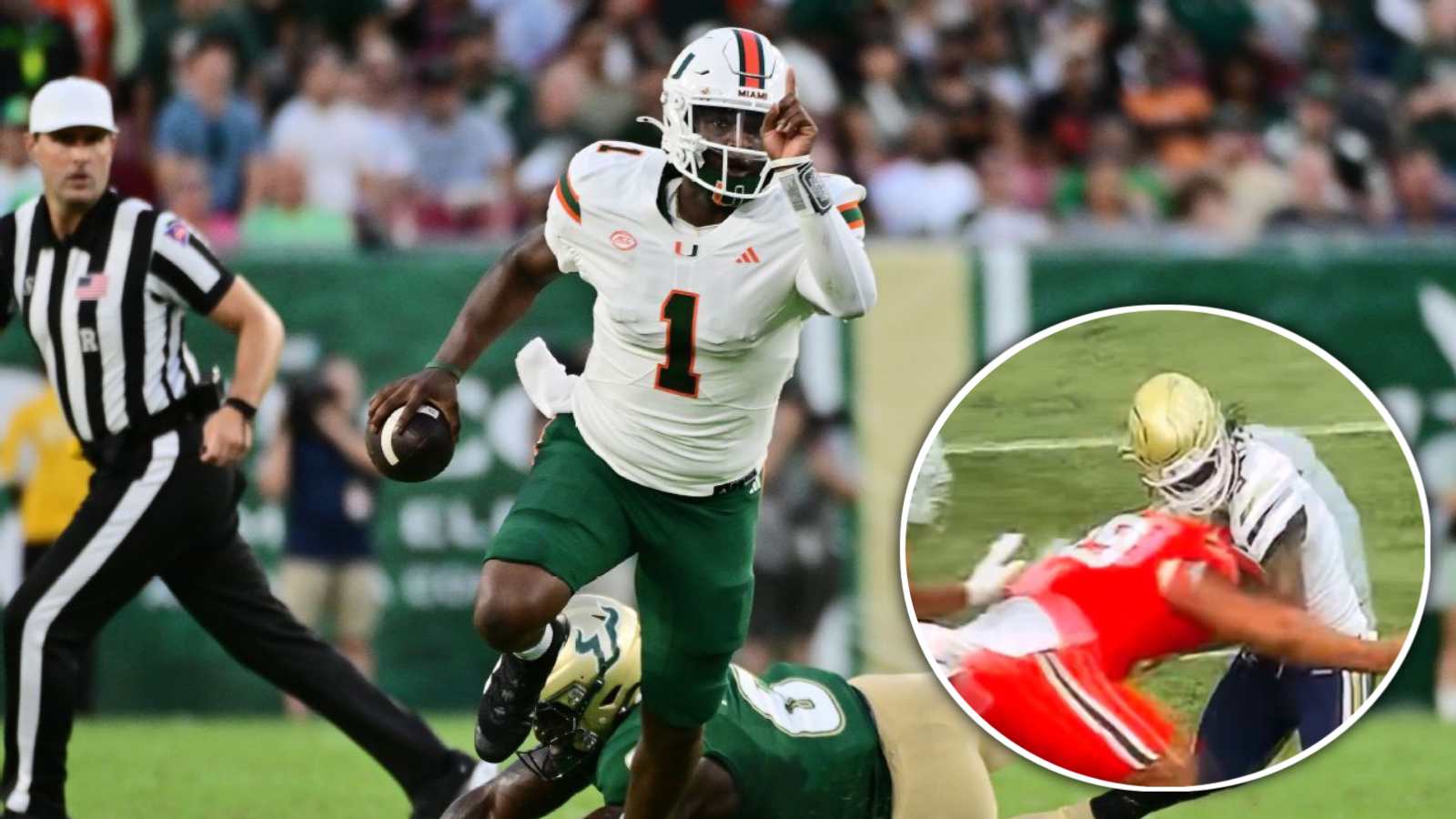 Why did the referee eject Miami Hurricanes DL Ahmad Moten from the Georgia Tech game?