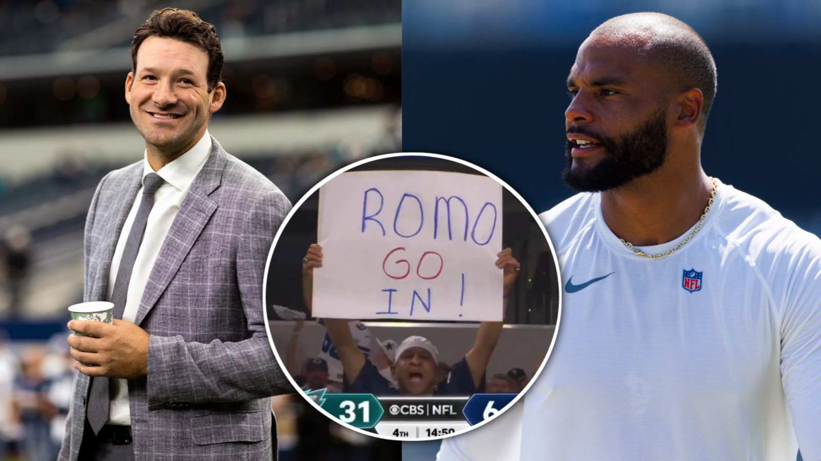 (Video) Cowboys fans beg Tony Romo to leave broadcasting and take over after QBs have disastrous game against Eagles