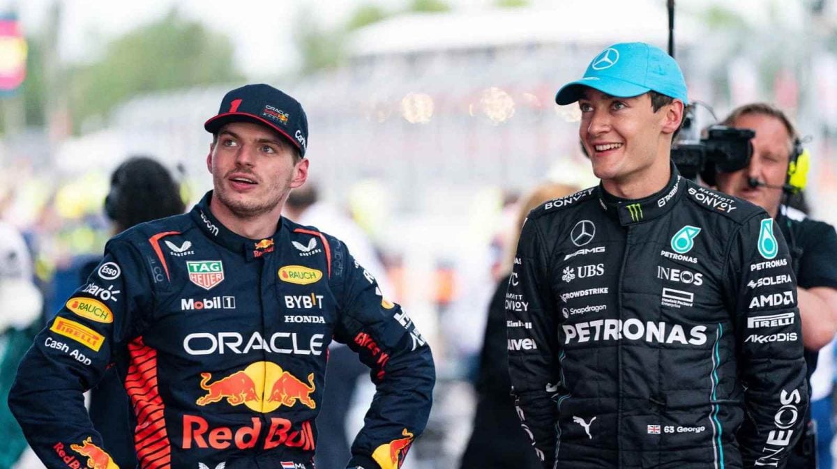 Max Verstappen and George Russell