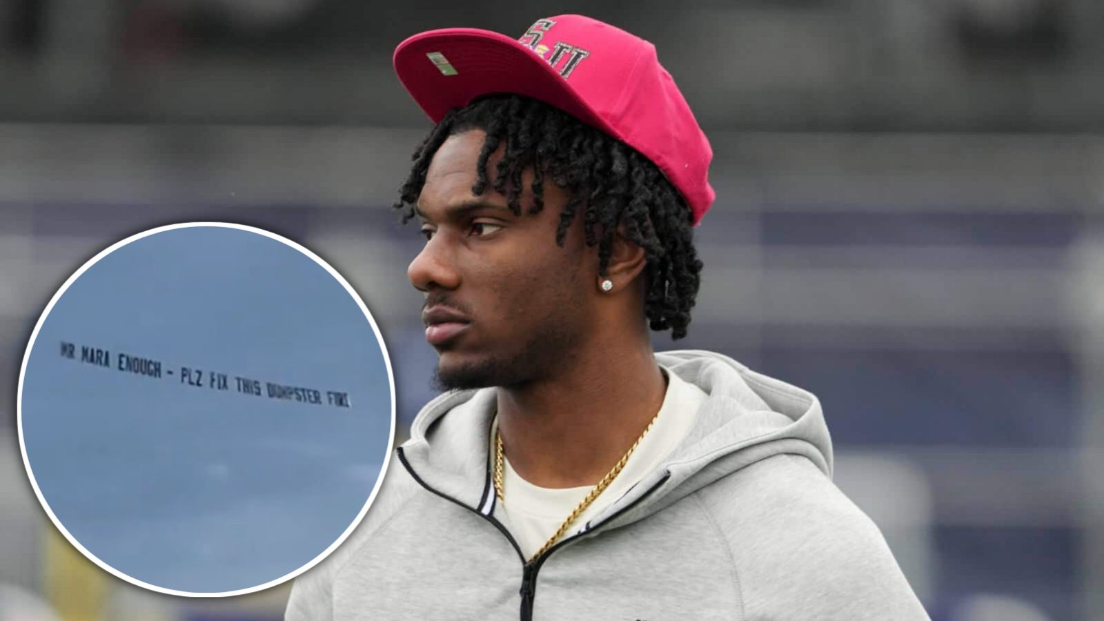 Giants WR Malik Nabers six-word reaction to fan’s ‘dumpster fire’ plane stunt 