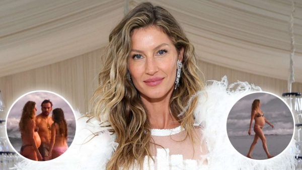 Gisele Bundchen flaunts her baby bump in bikini