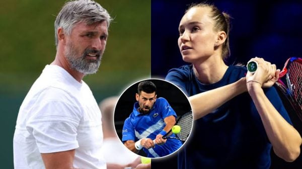 Goran Ivanisevic, Elena Rybakina, and Novak Djokovic (via Tennis Major/Eurosport/X)