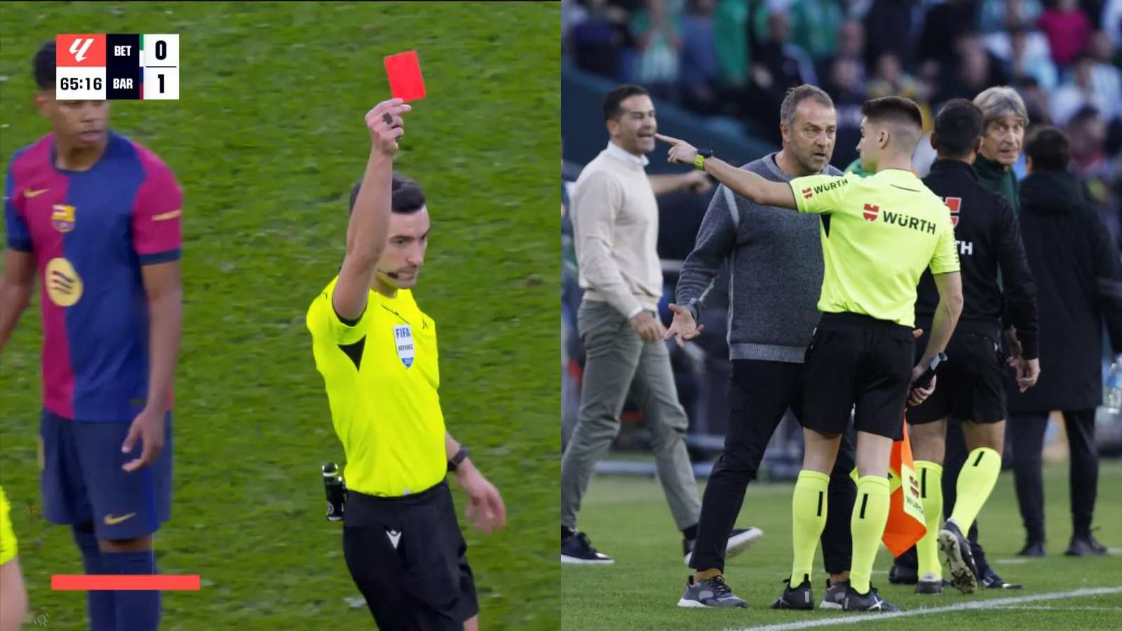 Hansi Flick RISKS two-match ban following straight red card against Real Betis in 2-2 draw