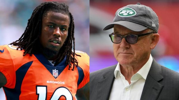 Jerry Jeudy and Woody Johnson