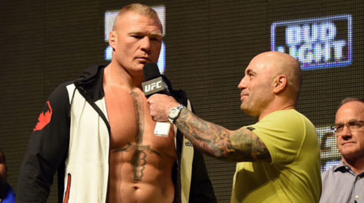 Joe Rogan interviewing Brock Lesnar ahead of his UFC fight