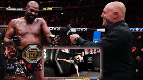 Joe Rogan talks about Jon Jones knocking out Stipe Miocic with a spinning back kick