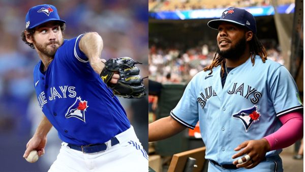 Jordan Romano and Vladimir Guerrero Jr,