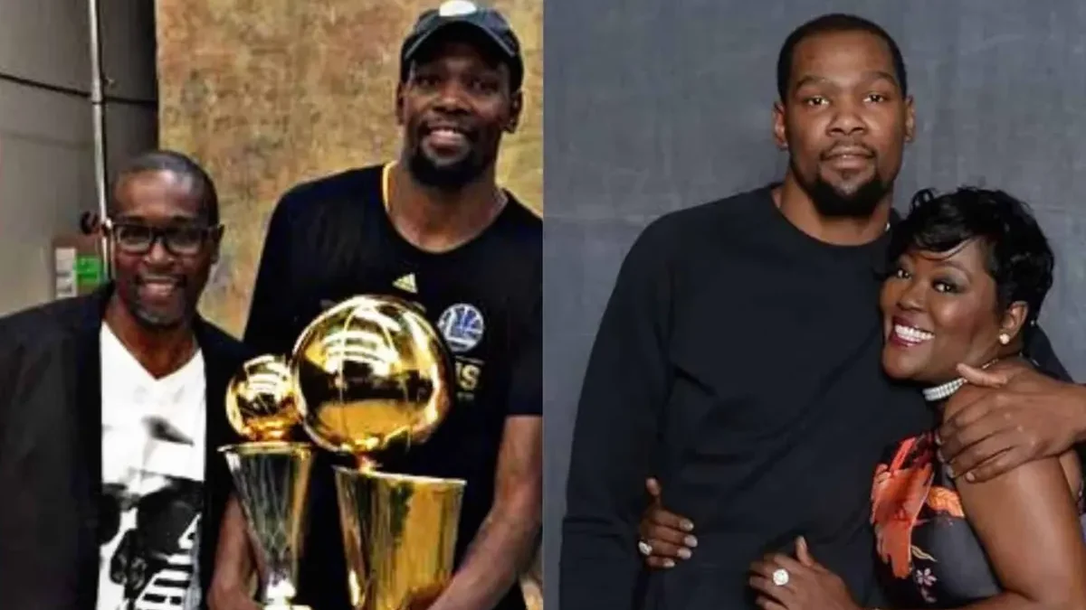 Kevin Durant with his father (left) and his mother 