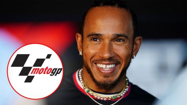 Lewis Hamilton (via IMAGO), MotoGP logo (via MotoGP)