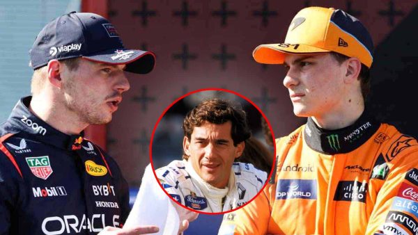 Max Verstappen, Oscar Piastri, and Ayrton Senna (via IMAGO)