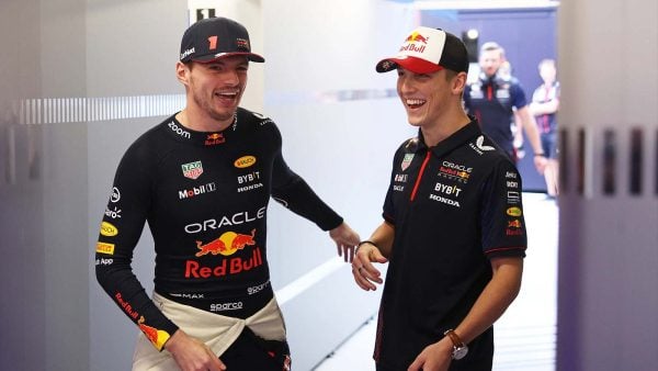 Max Verstappen and Liam Lawson (via Getty Images)