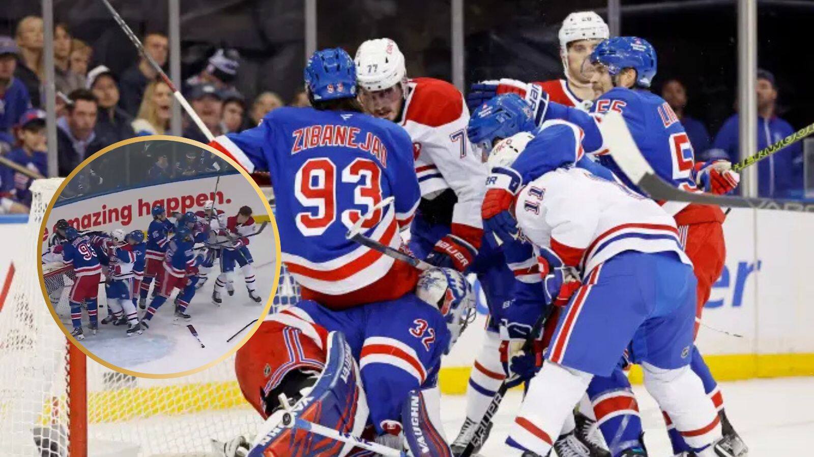 (Video) Huge scrum breaks out between players in FIERCE 4-3 Rangers-Canadiens game