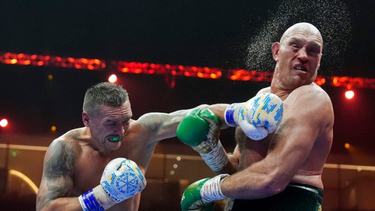 Oleksandr Usyk and Tyson Fury in action