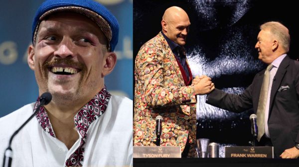 Oleksandr Usyk laughs at Tyson Fury and Frank Warren