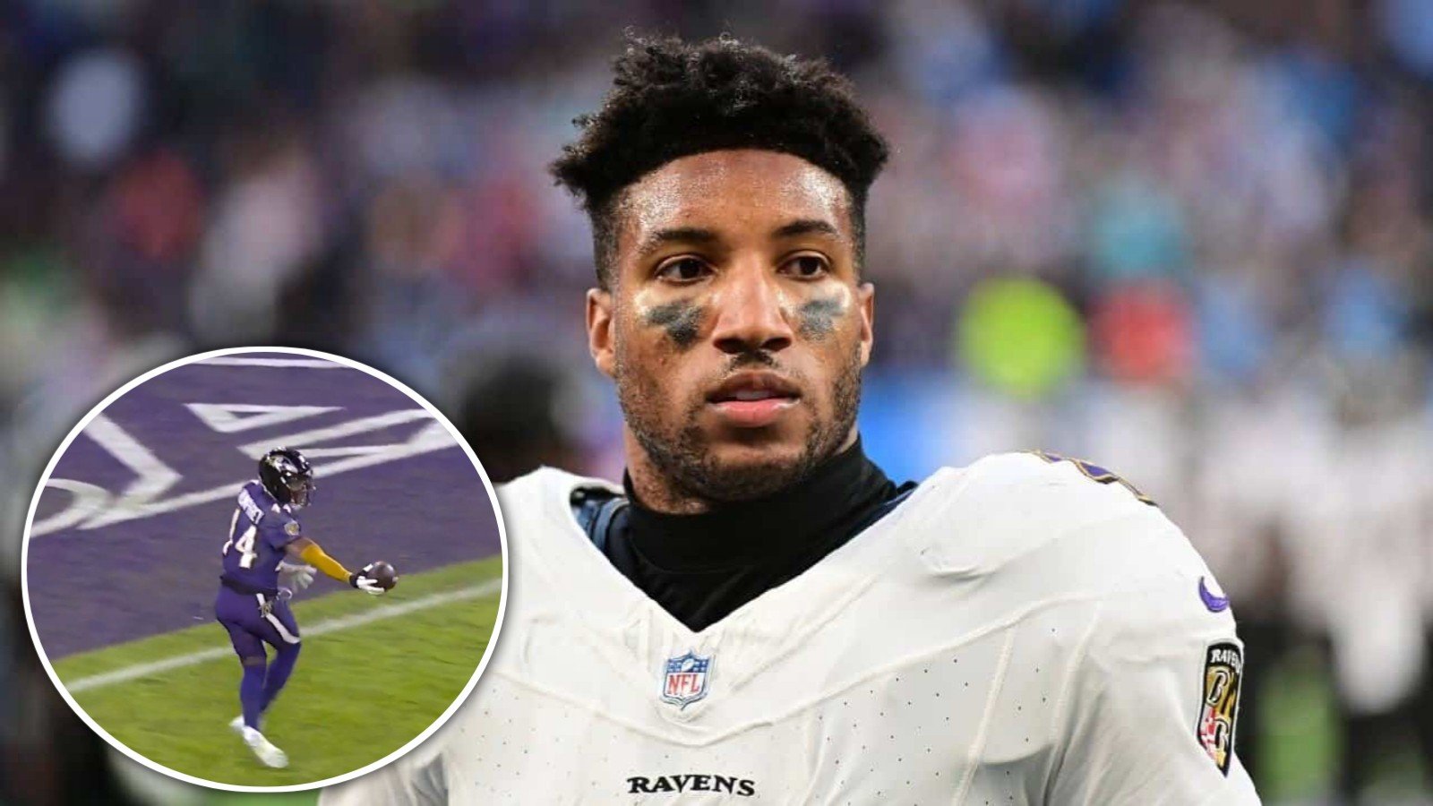 (Video) Ravens CB Marlon Humphrey snags a Russell Wilson pick-six and taunts Calvin Austin II