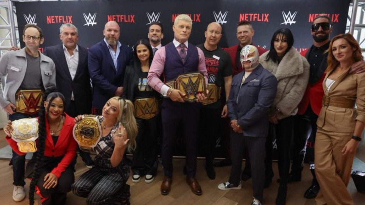 WWE Superstars with Netflix higher-ups