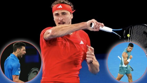 Alexander Zverev, Novak Djokovic and Carlos Alcaraz (via X)