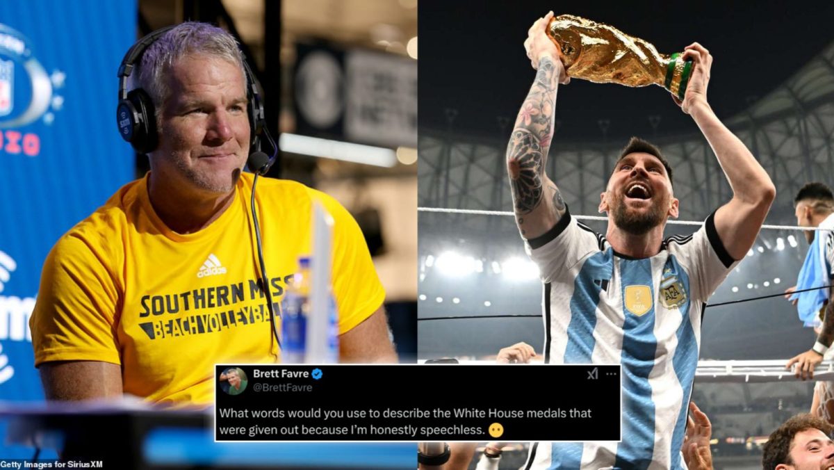 Brett Favre on Lionel Messi medal