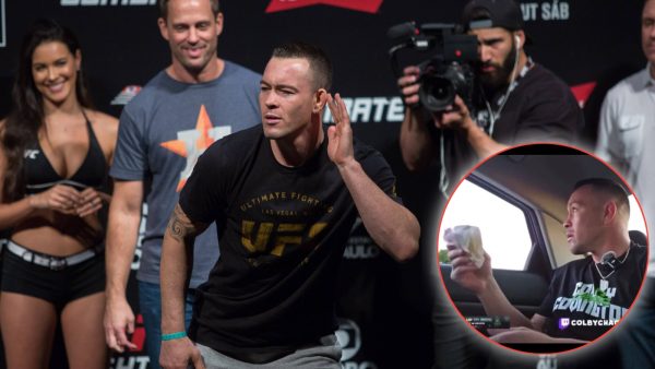 Colby Covington giving out food to homeless people