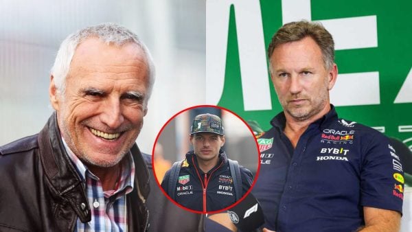 Dietrich Mateschitz (via Forbes), Max Verstappen and Christian Horner (via IMAGO)