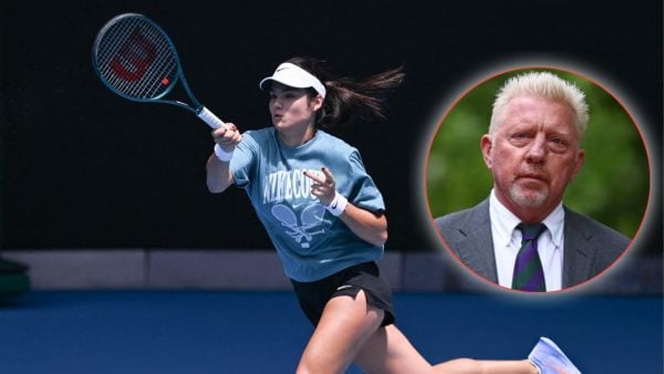 Emma Raducanu and Boris Becker (via X/BBC)