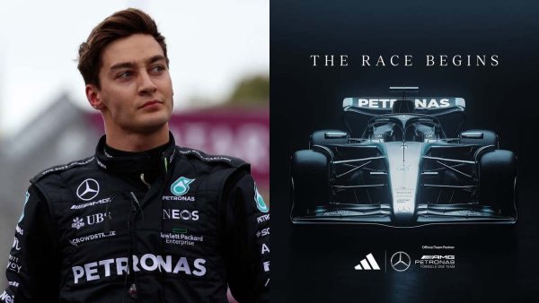 George Russell (via planetf1), Mercedes's recent deal with Adidas as official partner (via Mercedes)