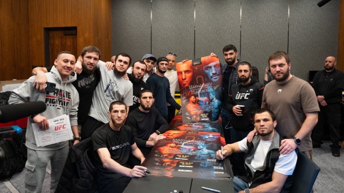 Father of three, Islam Makhachev reveals huge goal after UFC 311: "Big family is good" 3 Islam Makhachev posing with his family and friends before his UFC 311 fight