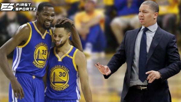 Kevin Durant, Stephen Curry and Ty Lue