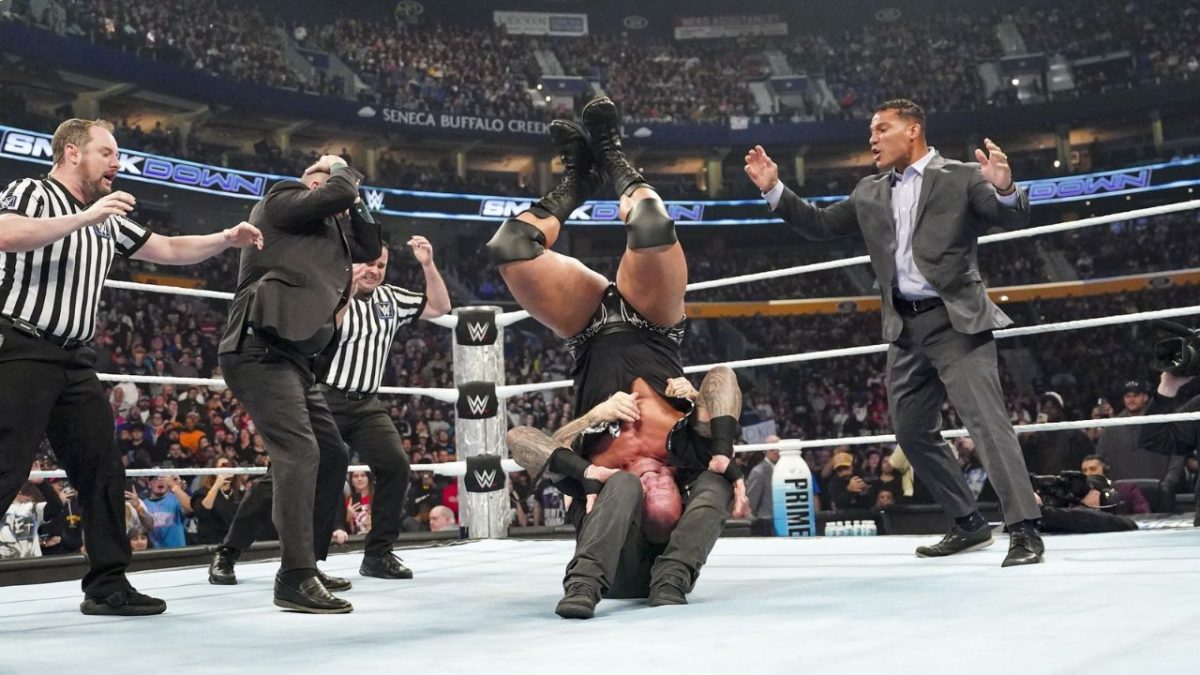 Kevin Owens attacking Randy Orton