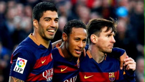 Neymar Jr, Lionel Messi and Luis Suarez