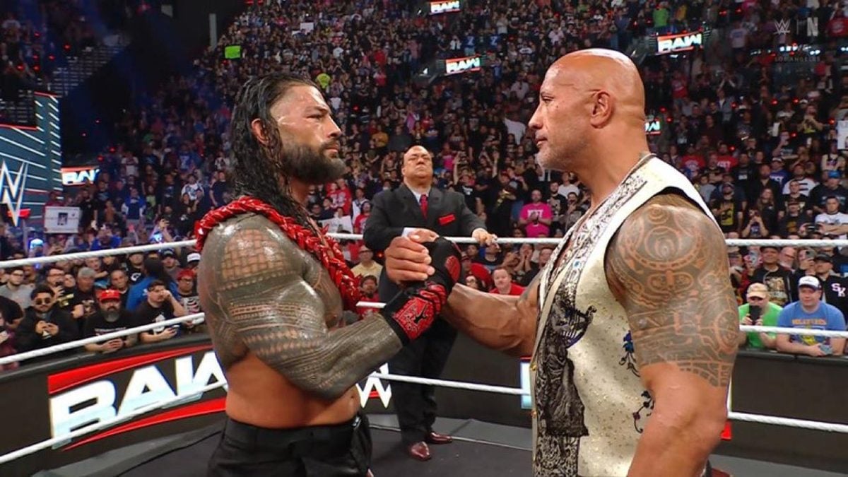 Roman Reigns and The Rock on Raw Netflix premiere